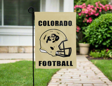 Load image into Gallery viewer, gold Colorado buffs football double sided garden flag for yard decor
