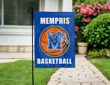 Load image into Gallery viewer, blue university of memphis basketball garden flag hung for yard decor
