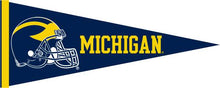 Load image into Gallery viewer, Blue 12x30 University of Michigan Pennant with Michigan Football logo
