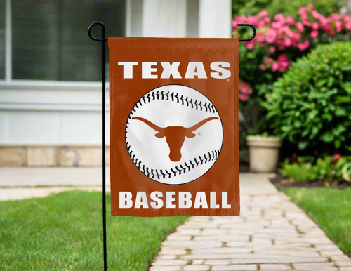 Texas Baseball Garden Flag hung outside for yard decor