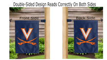 Load image into Gallery viewer, university of virginia logo reading correctly on both sides of garden flag
