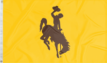 Load image into Gallery viewer, gold university of Wyoming flag for man cave decor

