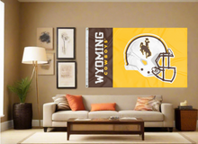 Load image into Gallery viewer, 3x5 University of Wyoming Football Flag with two metal grommets for indoor home decor
