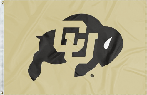 Gold 3x5 feet wide University of Colorado Buffaloes Flag with two metal grommets