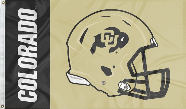 3x5 feet wide Black and gold 2 panel University of colorado football flag with two metal grommets