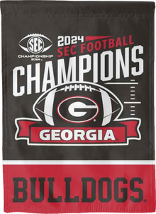 Black and Red 2 panel 30x40 inch long University of Georgia SEC Football Championship 2024 Champions House Flag