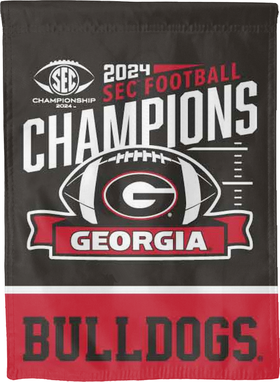 Black and Red 2 panel 30x40 inch long University of Georgia SEC Football Championship 2024 Champions House Flag