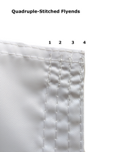 Load image into Gallery viewer, White quadruple stitched flyends of university of Nebraska applique flag with two metal grommets
