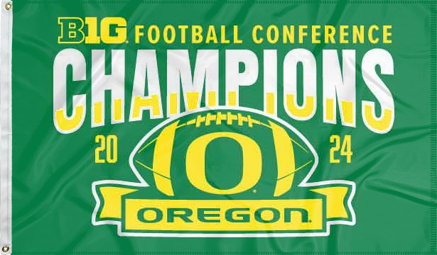 3x5 foot Green University of Oregon Football BIG Ten Football Championship 2024 Champions Flag with two metal grommets