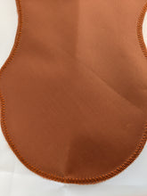 Load image into Gallery viewer, Close up of hand-sewn orange texas longhorns logo on white University of texas applique flag

