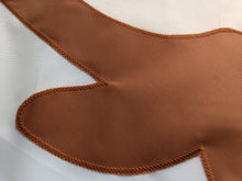 Load image into Gallery viewer, Close up of hand-sewn orange texas longhorns logo on white University of texas applique flag
