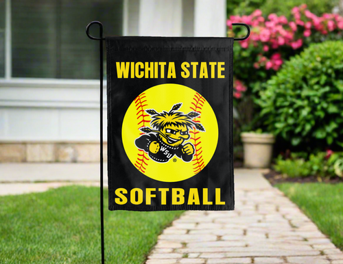 wichita state shockers softball garden flag hung for yard decor