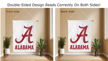 Load image into Gallery viewer, alabama a logo reading correctly on both sides of white double sided house flag

