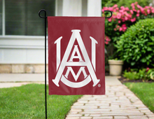 Load image into Gallery viewer, maroon alabama A&amp;M university double sided garden flag for yard decor
