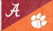 Load image into Gallery viewer, alabama clemson game day house divided flag for college dorm decor
