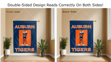 Load image into Gallery viewer, auburn tigers aubie the tiger logo reading correctly on both sides of blue double sided house flag
