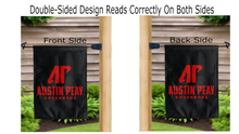 Load image into Gallery viewer, austin peay governors logo reading correctly on both sides of garden flag

