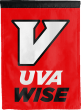 Load image into Gallery viewer, back side of double sided house flag with uva wise logo for man cave decor
