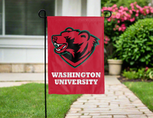 Load image into Gallery viewer, back side of green and red washington university in st louis double sided garden flag for yard decor
