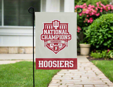 Load image into Gallery viewer, back side of red and grey indiana college football champions 2025 double sided garden flag for yard decor
