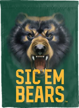 Load image into Gallery viewer, green baylor sic em bears double sided house flag for college dorm decor
