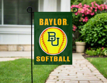 Load image into Gallery viewer, green baylor softball double sided garden flag for yard decor
