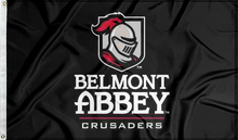 Load image into Gallery viewer, black belmont abbey college crusaders flag for college dorm decor

