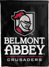 Load image into Gallery viewer, black belmont abbey crusaders double sided house flag for game day decor
