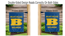 Load image into Gallery viewer, beloit college buccaneers logo reading correctly on both sides of blue double sided garden flag
