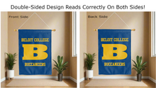 Load image into Gallery viewer, beloit college buccaneers logo reading correctly on both sides of blue double sided house flag
