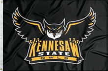 Load image into Gallery viewer, black kennesaw state owls flag for college dorm decor
