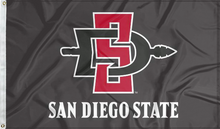 Load image into Gallery viewer, black san diego state aztecs flag for college dorm decor

