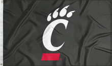 Load image into Gallery viewer, black university of cincinnati flag for college dorm decor
