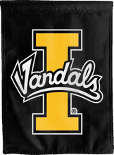 Load image into Gallery viewer, university of idaho house flag with I vandals logo for man cave decor
