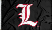 Load image into Gallery viewer, black university of louisville flag for college dorm decor
