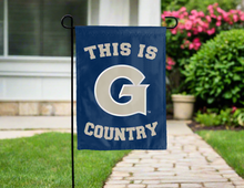 Load image into Gallery viewer, blue double sided garden flag with this is georgetown university country logo for yard decor
