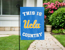 Load image into Gallery viewer, blue double sided garden flag with this is ucla country logo for yard decor
