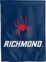 Load image into Gallery viewer, blue double sided house flag with richmond spiders logo for man cave decor
