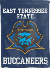 Load image into Gallery viewer, blue east tennessee state buccaneers double sided house flag for man cave decor
