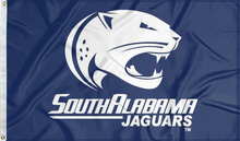 Load image into Gallery viewer, blue south alabama jaguars flag for college dorm decor
