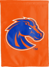Load image into Gallery viewer, orange boise state broncos football double sided house flag for college dorm décor
