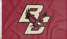 Load image into Gallery viewer, red boston college flag for college dorm decor
