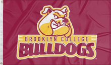 Load image into Gallery viewer, maroon brooklyn college bulldogs flag for college dorm decor

