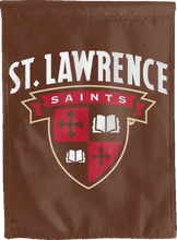 Load image into Gallery viewer, brown st. lawrence university double sided house flag for game day decor
