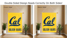 Load image into Gallery viewer, cal golden bears logo reading correctly on both sides of gold uc berkeley double sided house flag
