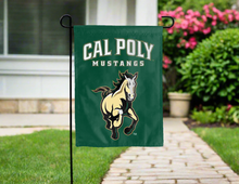 Load image into Gallery viewer, green cal poly mustangs double sided garden flag for yard decor
