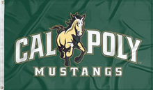 Load image into Gallery viewer, green cal poly mustangs flag for college dorm decor
