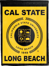 Load image into Gallery viewer, cal state long beach seal double sided house flag for college dorm decor

