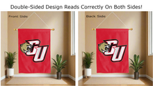 Load image into Gallery viewer, caldwell university cu logo reading correctly on both sides of red double sided house flag
