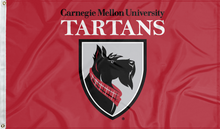 Load image into Gallery viewer, red carnegie mellon university tartans flag for college dorm decor
